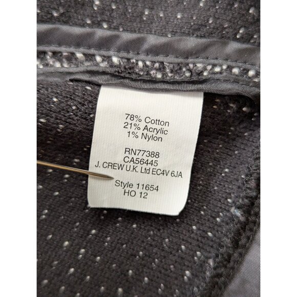J. Crew Peplum Tweed Blazer Size S Full Zip Ruffle Preppy Twee Office Knit Black - Picture 11 of 11